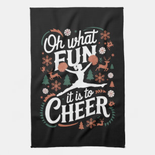Oh What Fun It Is To Cheer Ugly Cheerleading Xmas Kitchen Towel