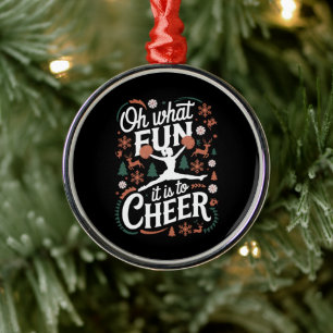 Oh What Fun It Is To Cheer Ugly Cheerleading Xmas Metal Ornament