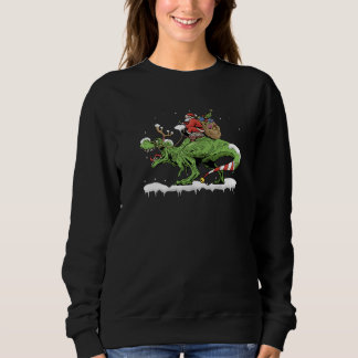 Oh What Fun It Is To Rawr Santa Claus Dinosaur Rid Sweatshirt