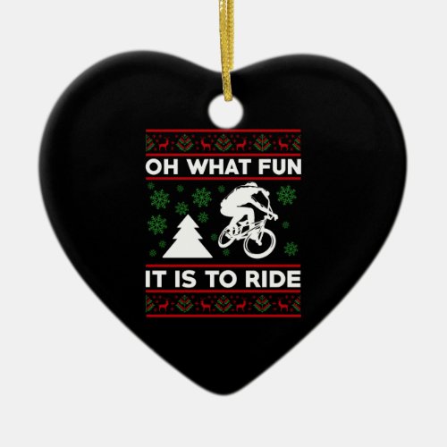 Oh What Fun It Is To Ride Bicycle Christmas Ceramic Ornament