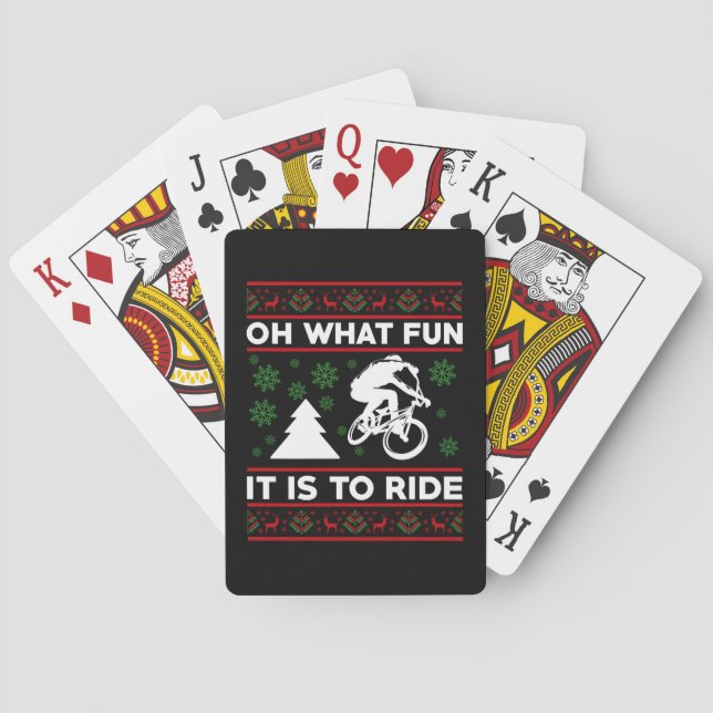 Oh What Fun It Is To Ride Bicycle Christmas Poker Cards (Back)