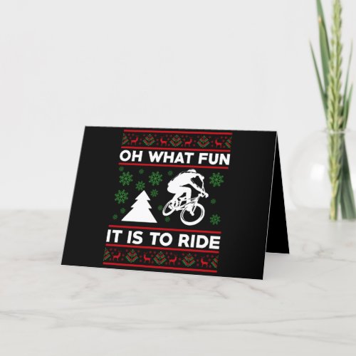 Oh What Fun It Is To Ride Bicycle Christmas Thank You Card