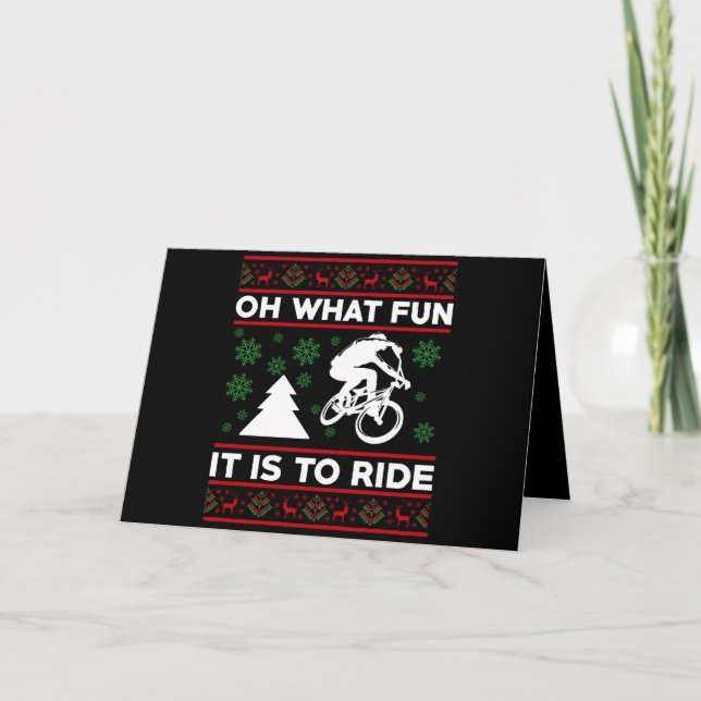 Oh What Fun It Is To Ride Bicycle Christmas Thank You Card (Front)