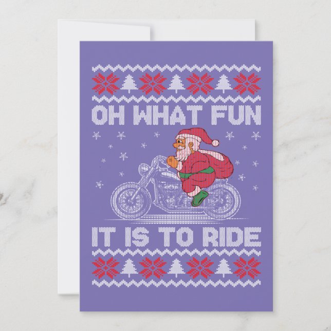 Oh What Fun It Is To Ride Funny Christmas Ugly Swe Invitation (Front)