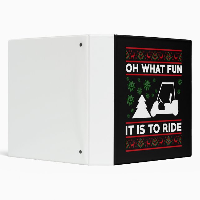 Oh What Fun It Is To Ride Golf Cart Christmas 3 Ring Binder (Background)
