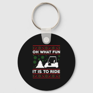 Oh What Fun It Is To Ride Golf Cart Christmas Keychain