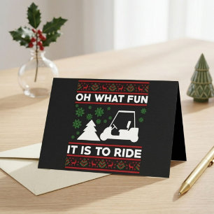 Oh What Fun It Is To Ride Golf Cart Christmas Letterpress Thank You Card