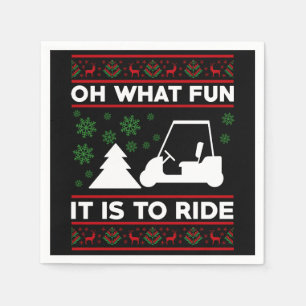Oh What Fun It Is To Ride Golf Cart Christmas Napkins