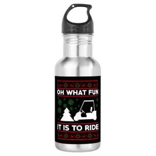 Oh What Fun It Is To Ride Golf Cart Christmas Stainless Steel Water Bottle