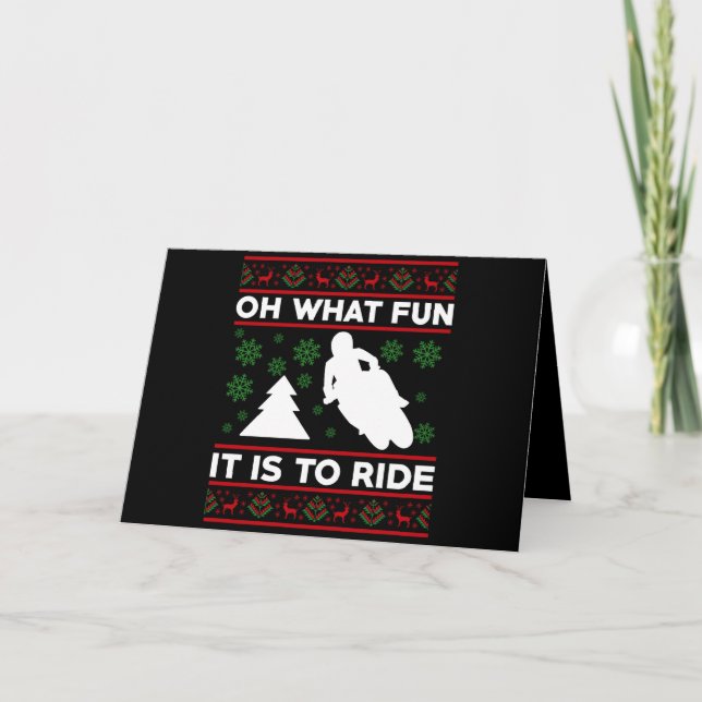 Oh What Fun It Is To Ride Motorcycle Dirt Bike Card (Front)