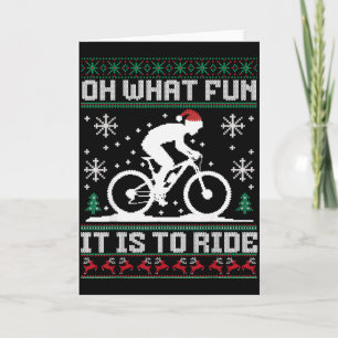 Oh What Fun It Is To Ride Mountain Bike Biker Chri Card