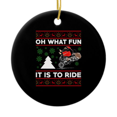 Oh What Fun It Is To Ride Santa Motocross Dirt Bik Ceramic Ornament