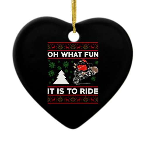 Oh What Fun It Is To Ride Santa Motocross Dirt Bik Ceramic Ornament