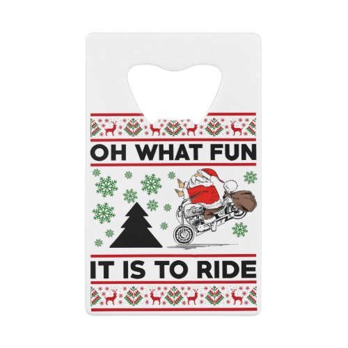 Oh What Fun It Is To Ride Santa Motocross Dirt Bik Credit Card Bottle Opener