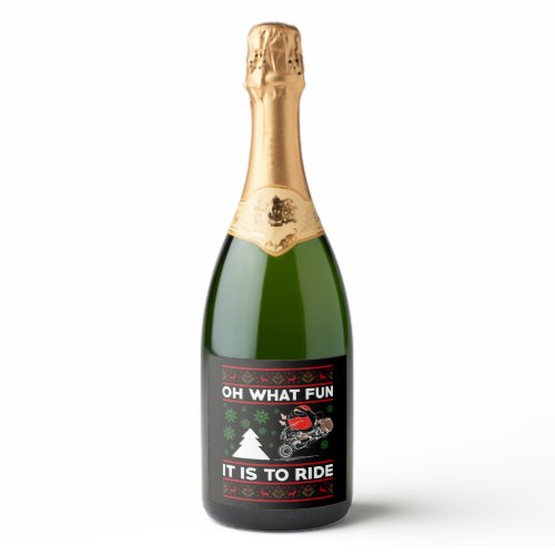 Oh What Fun It Is To Ride Santa Motocross Dirt Bik Sparkling Wine Label
