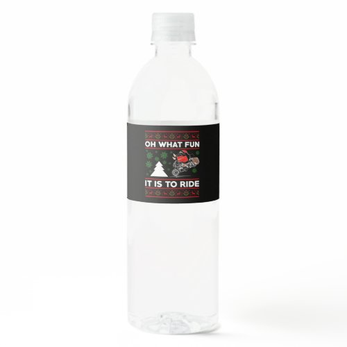 Oh What Fun It Is To Ride Santa Motocross Dirt Bik Water Bottle Label