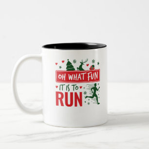 Oh What Fun It Is to Run Christmas Running Runner Two-Tone Coffee Mug