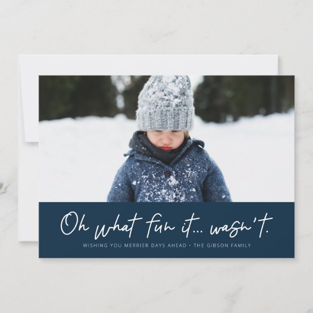 Oh what fun it wasn't funny 2021 navy holiday card (Front)