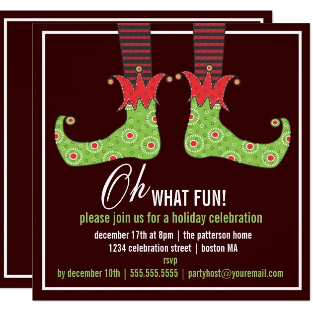 Oh, What Fun! Jolly Elf Holiday Party Invitation