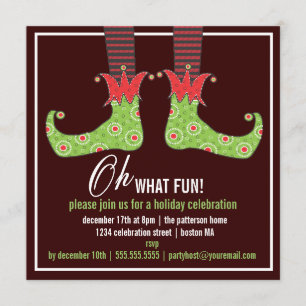 Oh, what fun! Jolly Elf Holiday Party Invitation