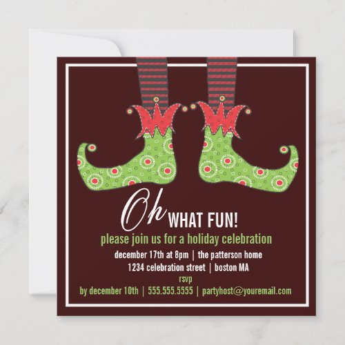 Oh what fun Jolly Elf Holiday Party Invitation