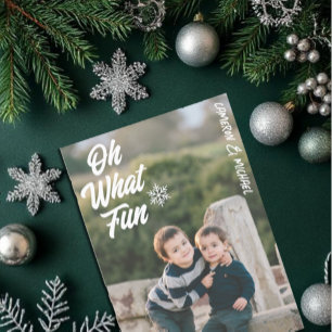 Oh What Fun Kids Photo Christmas Holiday Card