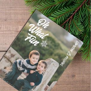 Oh What Fun Kids Photo Christmas Holiday Postcard