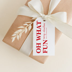 Oh What Fun Merry Christmas Custom Name Tag