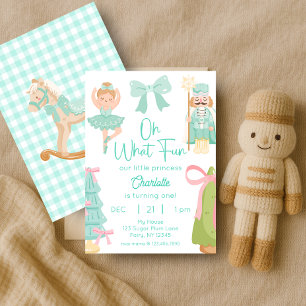 Oh What Fun Mint Nutcracker Birthday Invitation