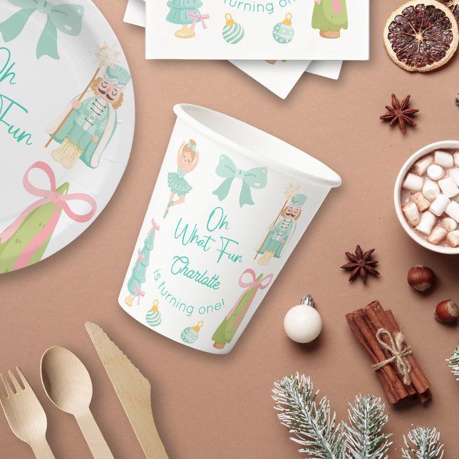 Oh What Fun Mint Nutcracker Birthday Paper Cups (Creator Uploaded)