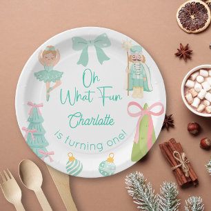 Oh What Fun Mint Nutcracker Birthday Paper Plates