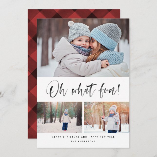 Oh What Fun Modern Brush Script Holiday Card (Front/Back)