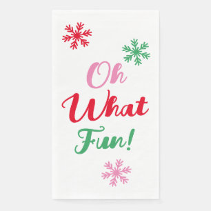 Oh What Fun! Modern Festive Script Christmas Party Paper Guest Towels