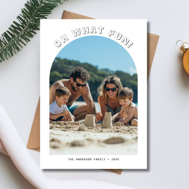 Oh What Fun Nautical Christmas Family Arch Photo Holiday Card (Creator Uploaded)