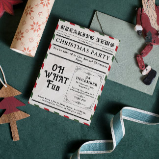 Oh What Fun Newspaper Christmas Party Invitation