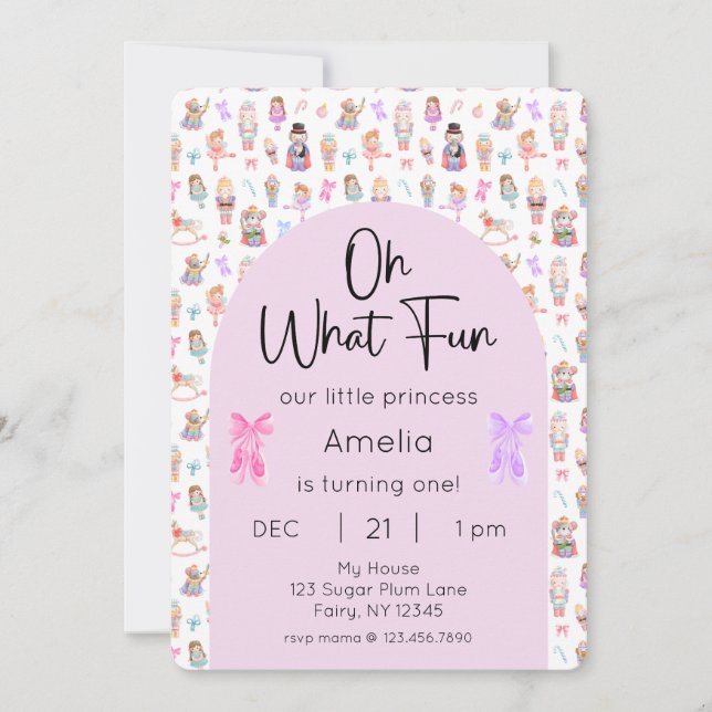 Oh What Fun Nutcracker 1st Birthday Photo Invitation (Front)