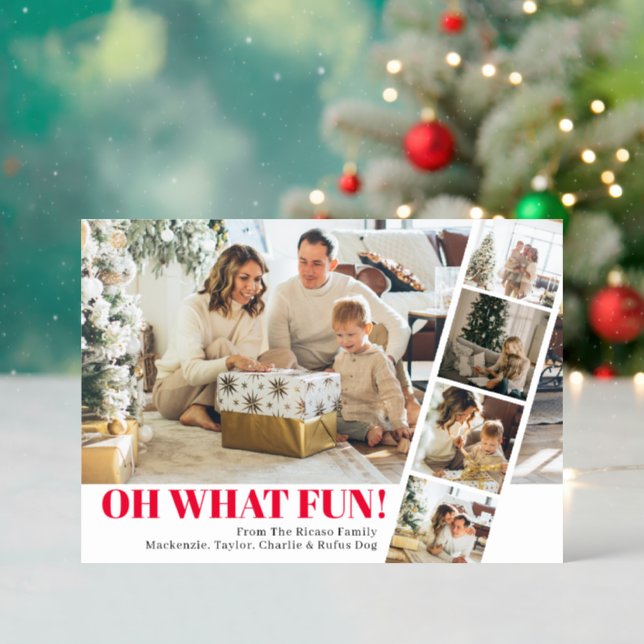 Oh What Fun Personalized Christmas Letterpress Photo Cards (Front (Into))