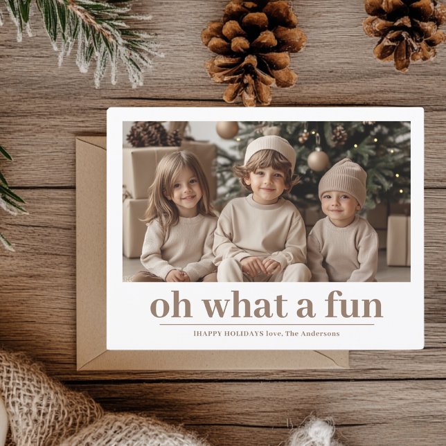 Oh What Fun! Personalized Happy Holiday Photo Postcard (Creator Uploaded)