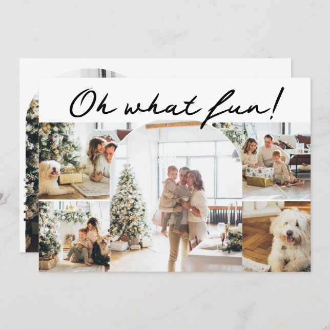 Oh What Fun Photo Christmas Personalized Holiday Card (Front/Back)