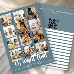 Oh What Fun Photo Christmas Personalized QR Code Holiday Card