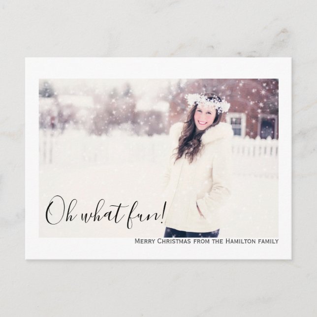 Oh What Fun Photo Merry Christmas Personalized Postcard (Front)