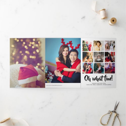 Oh What Fun Photo Personalized Christmas Tri_Fold Holiday Card