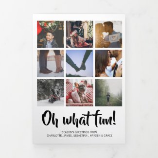 Oh What Fun Photo Personalized Christmas Tri-Fold Holiday Card