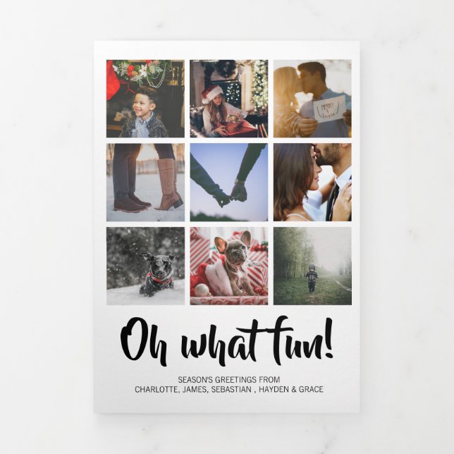 Oh What Fun Photo Personalized Christmas Tri-Fold Holiday Card (Cover)