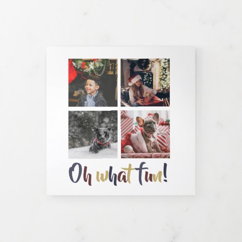 Oh What Fun Photo Personalized Christmas Tri_Fold Holiday Card