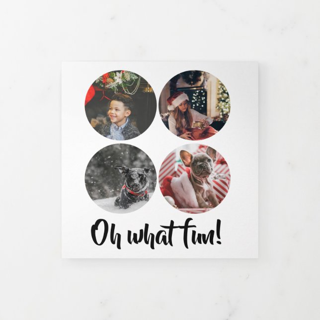 Oh What Fun Photo Personalized Christmas Tri-Fold Holiday Card (Cover)