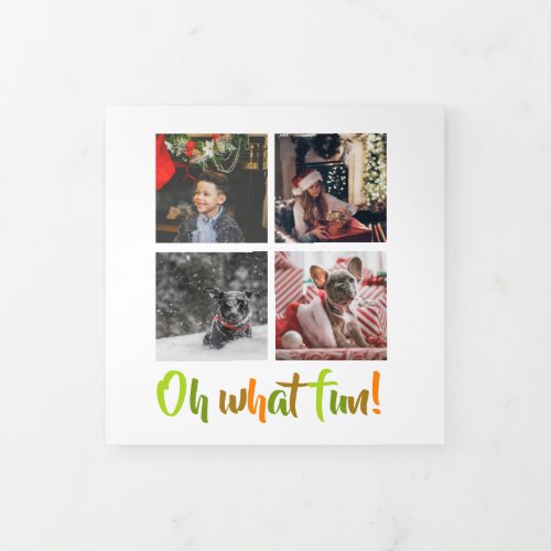 Oh What Fun Photo Personalized Christmas Tri_Fold Holiday Card