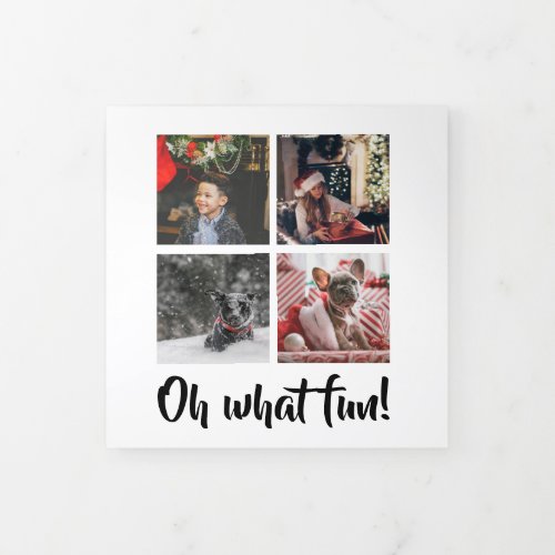 Oh What Fun Photo Personalized Christmas Tri_Fold Holiday Card