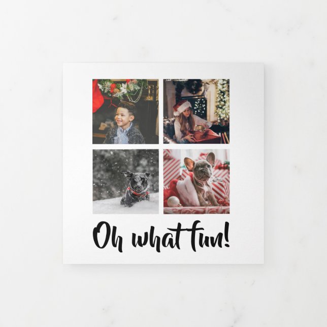 Oh What Fun Photo Personalized Christmas Tri-Fold Holiday Card (Cover)
