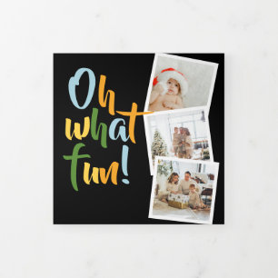 Oh What Fun Photo Personalized Christmas Tri-Fold Holiday Card